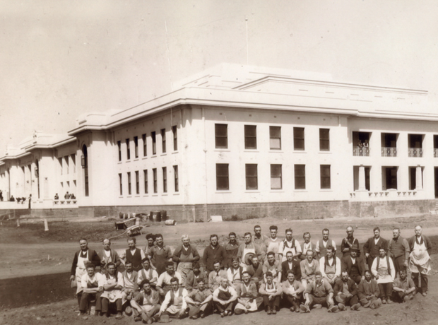 Workers infront of Parliment House