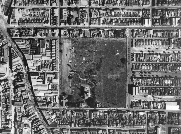 Aerial view of Camperdown Cemetery